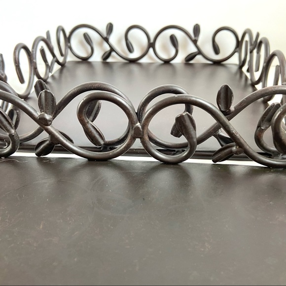 2 Square Iron Scroll Decorative Trays - Picture 3 of 12